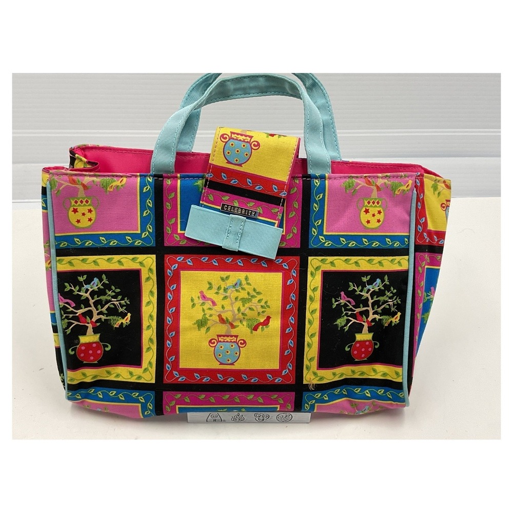 Celebrity Whimsical Bird Tree Canvas Tote Bag Purse‎ Multicolor 12x9 New